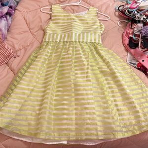 Gymboree white and green striped party dress